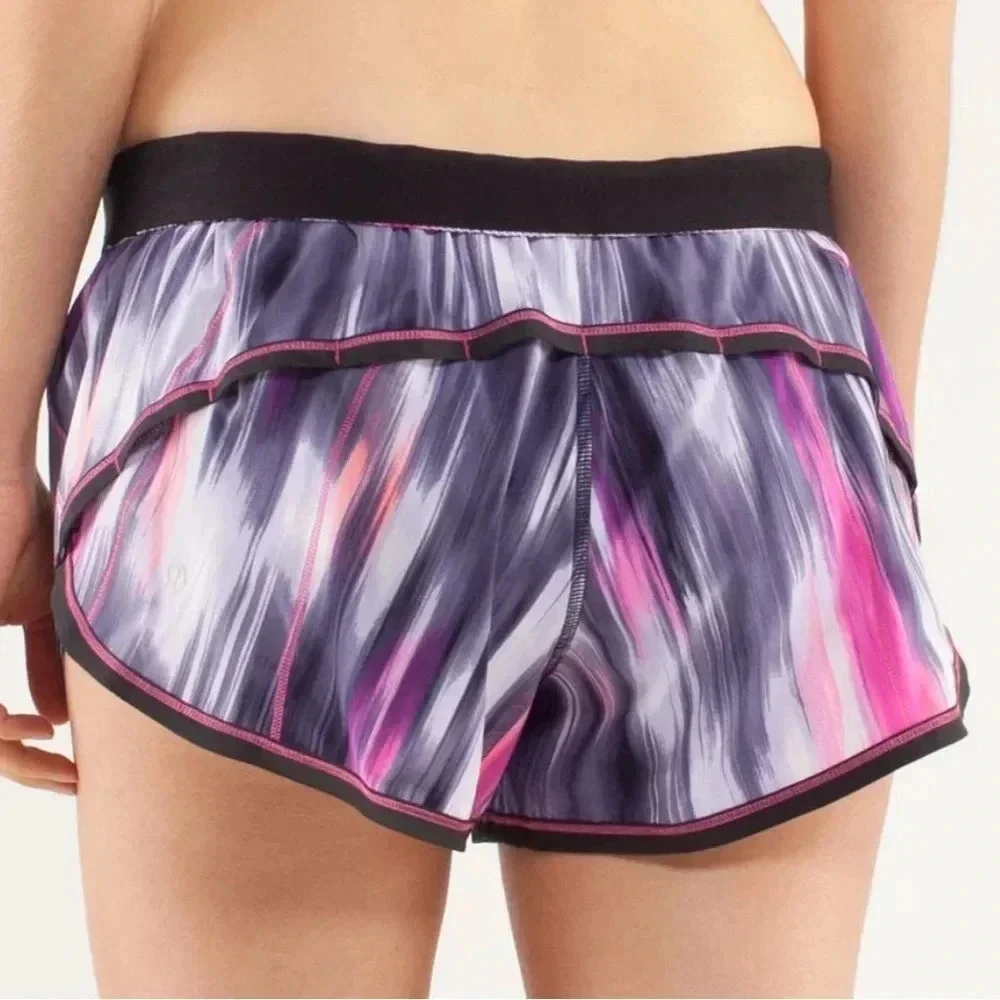 Lululemon Run Roll Down Size 6 Short Mirage Deep Indigo Built -In Underwear